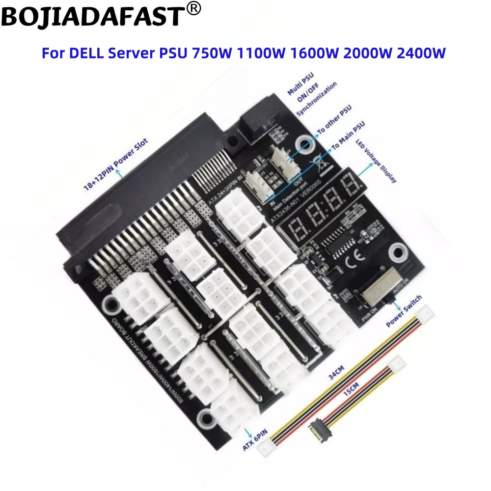 2400W Server Psu Breakout Board - 12 Port PCI-E 6Pin Konektor Server