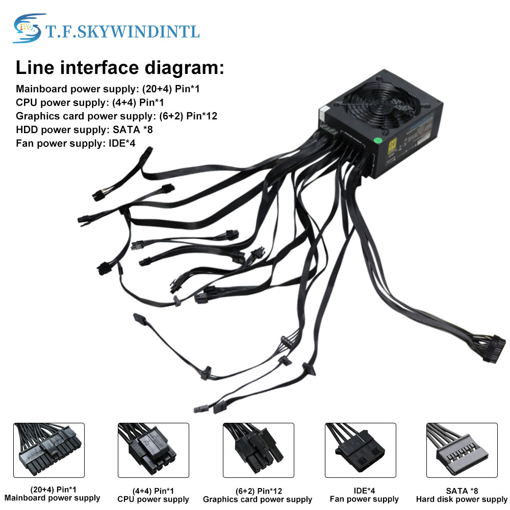 Catu Daya PC ATX Modul Penuh 2 - 2000W Atx Mining Power Supply ulasan dan harga