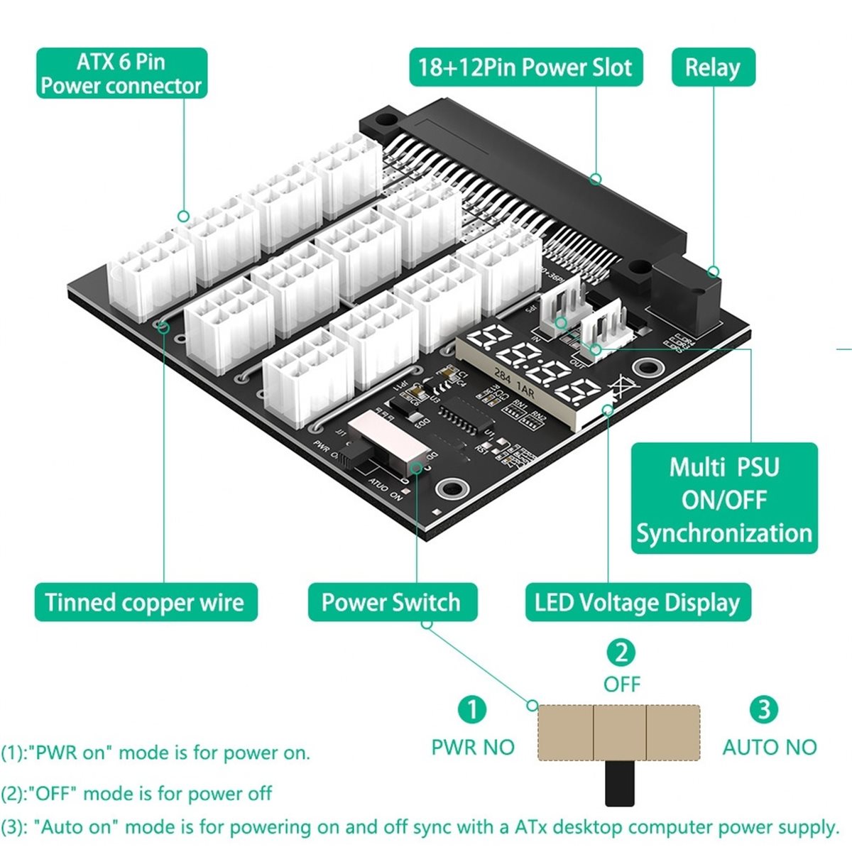M05K 12 Port PCIe 6Pin Konekto - 2400W Server Psu Breakout Board ulasan dan harga